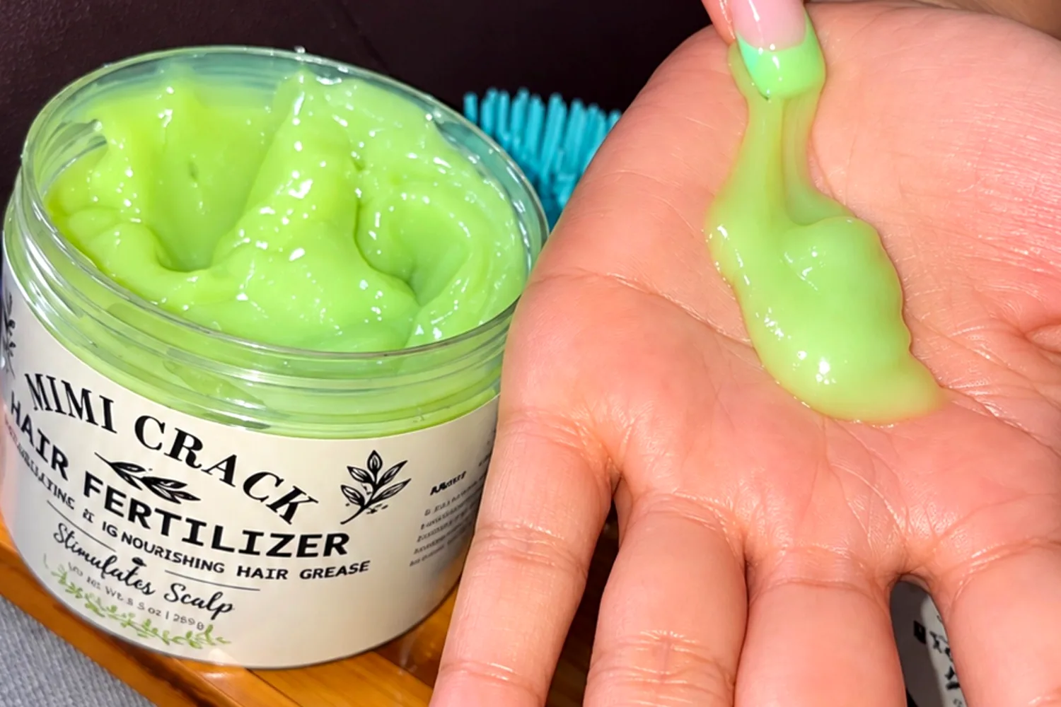 Grease rubbed out across an open palm beside the jar